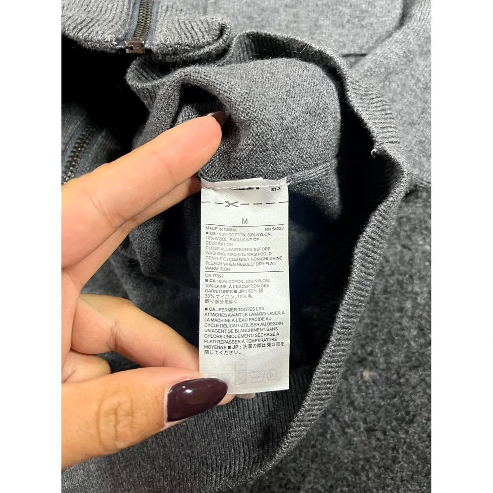 Banana Republic Sweater Jacket Men's Medium Gray Double Flap Pockets Full Zipper